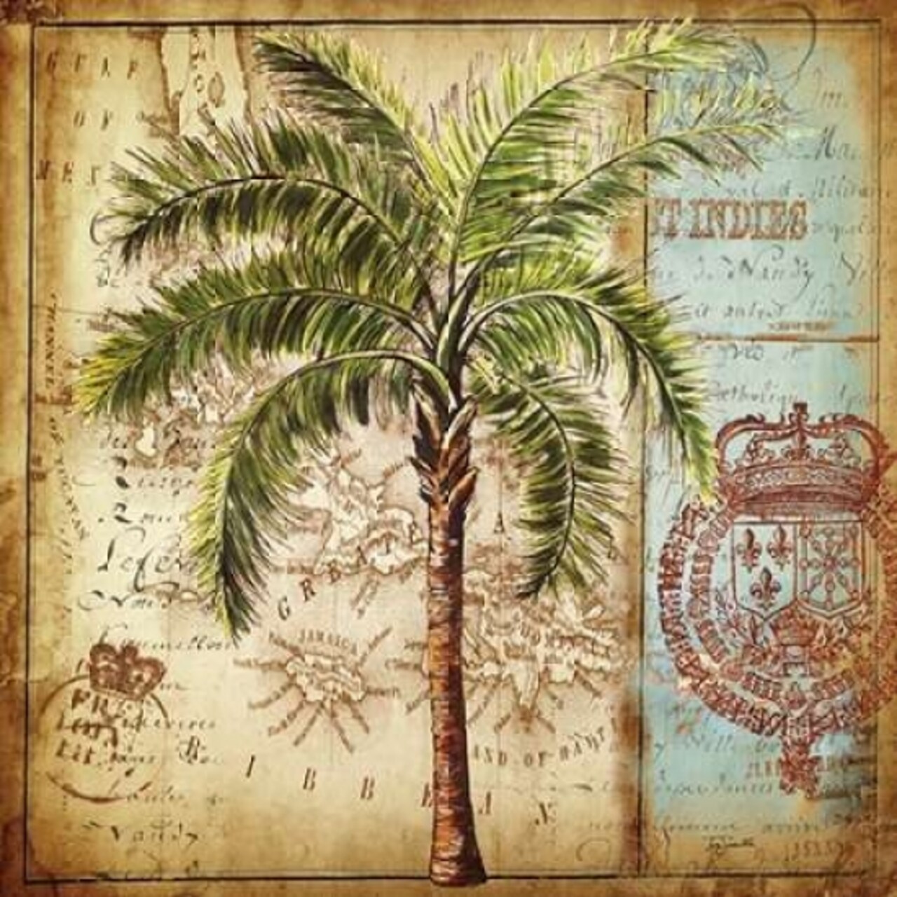 Antique Nautical Palms II Poster Print by Tre Sorelle Studios - Item # VARPDXRB7769TS